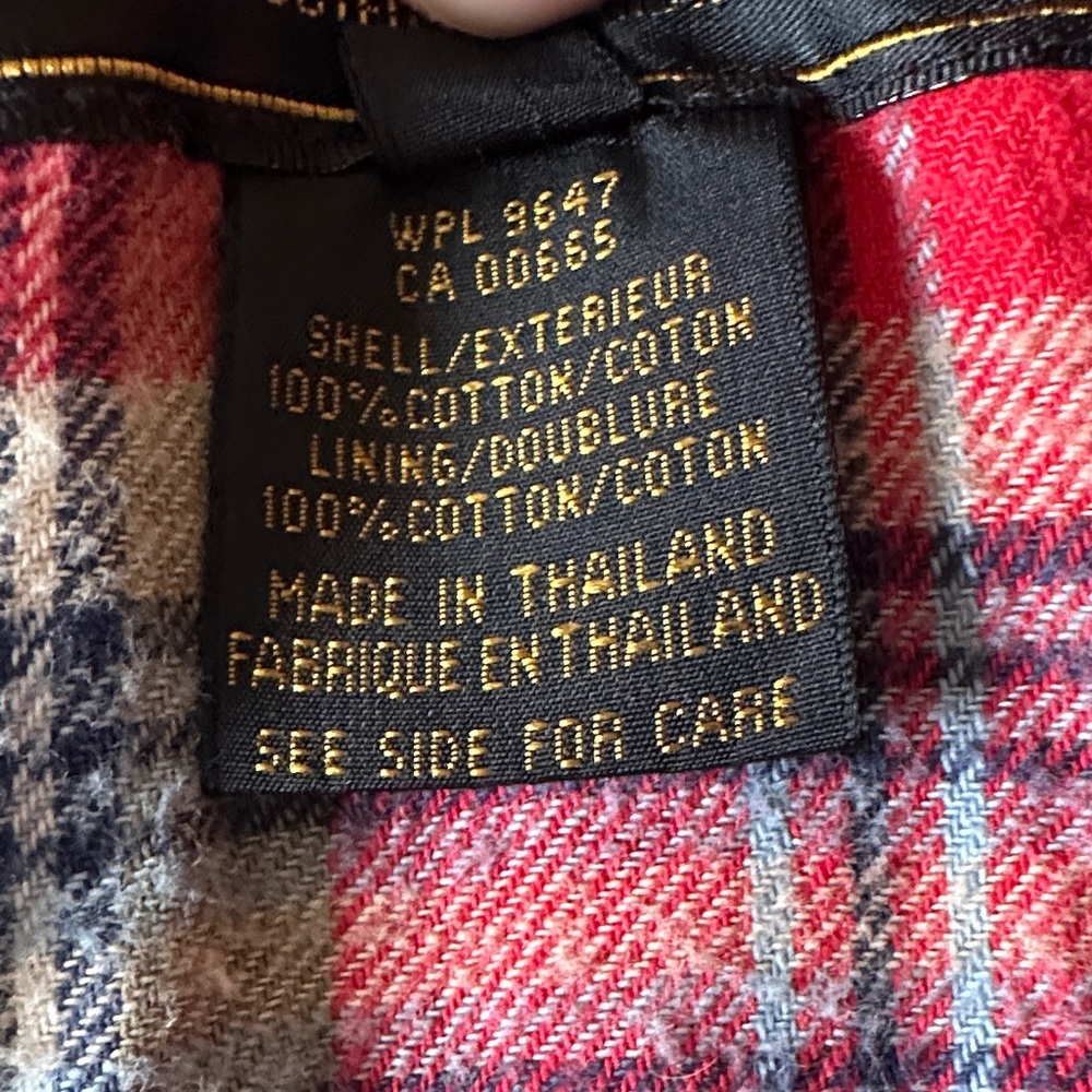 Eddie Bauer Tan Cotton Barn Jacket with Red Plaid Lining - Picture 6 of 15